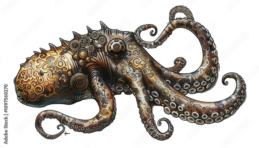 Obraz premium Epic kraken clipart sea monster underwater digital art transparent background fantasy concept