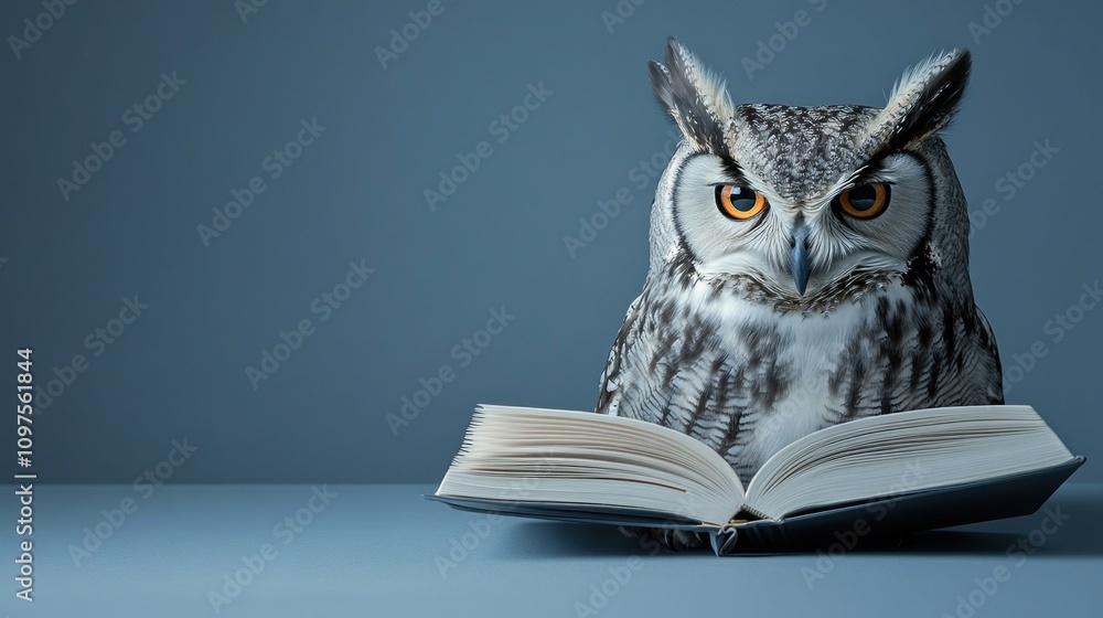 custom made wallpaper toronto digitalAn owl perched beside an open book, creating a whimsical, intellectual atmosphere.