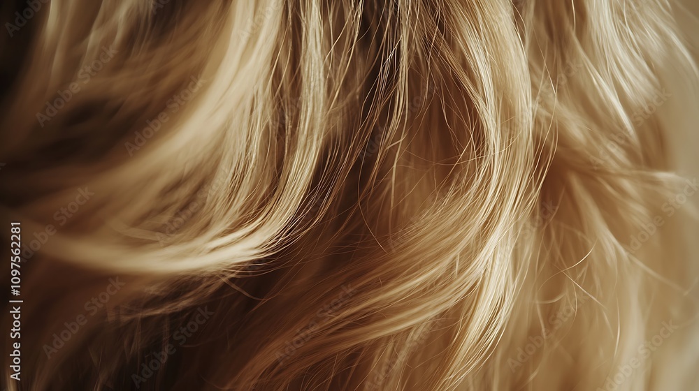 blonde hair with wavy curls, close up view blonde hair with wavy curls, close up view