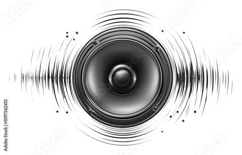 Vector design of a speaker with sound waves radiating outward isolated on transparent background