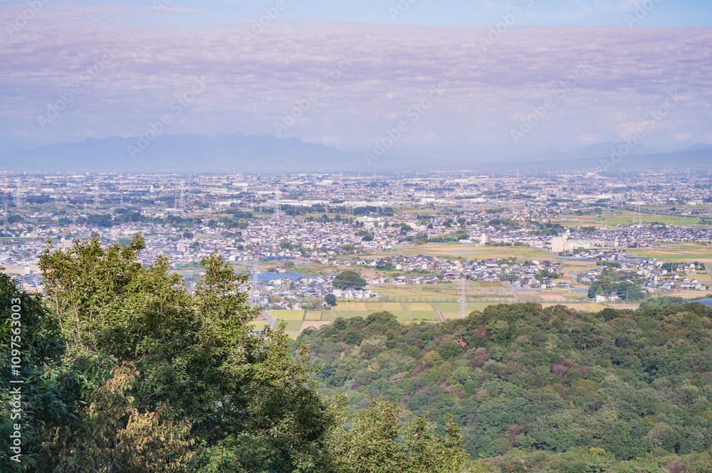 Obraz premium 群馬 金山城物見台から望む太田市街