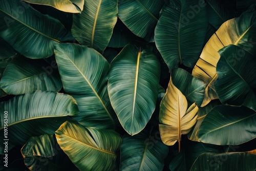 Wallpaper Mural Tropical leaves with gold accents, luxurious and elegant,  Torontodigital.ca