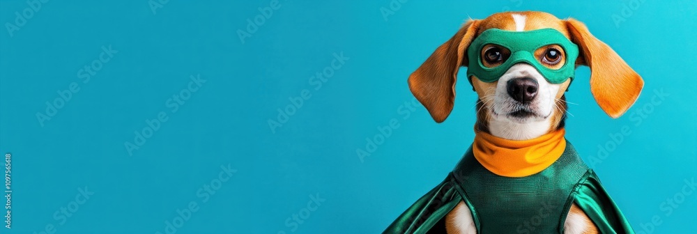 Εκτύπωση καμβά A dog dressed as a superhero with a colorful costume and a vibrant background