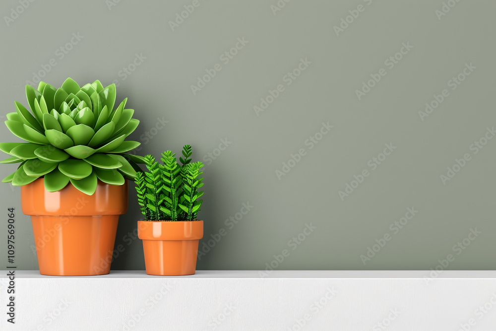 Minimalist Home Garden with Small Potted Plants Minimalist Home Garden with Small Potted Plants
