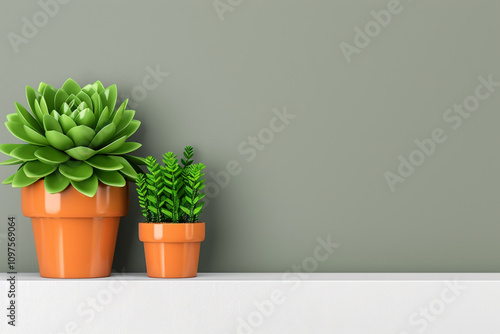 Wallpaper Mural Minimalist Home Garden with Small Potted Plants Torontodigital.ca