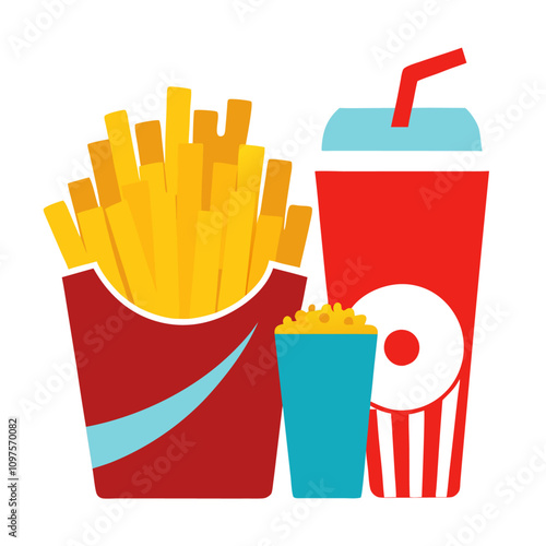 french fries and soda clipart cartoon Illustration drawing