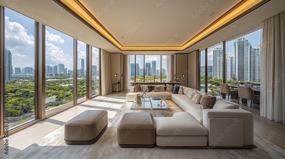 Fototapeta premium Luxury Penthouse Apartment with Stunning City View