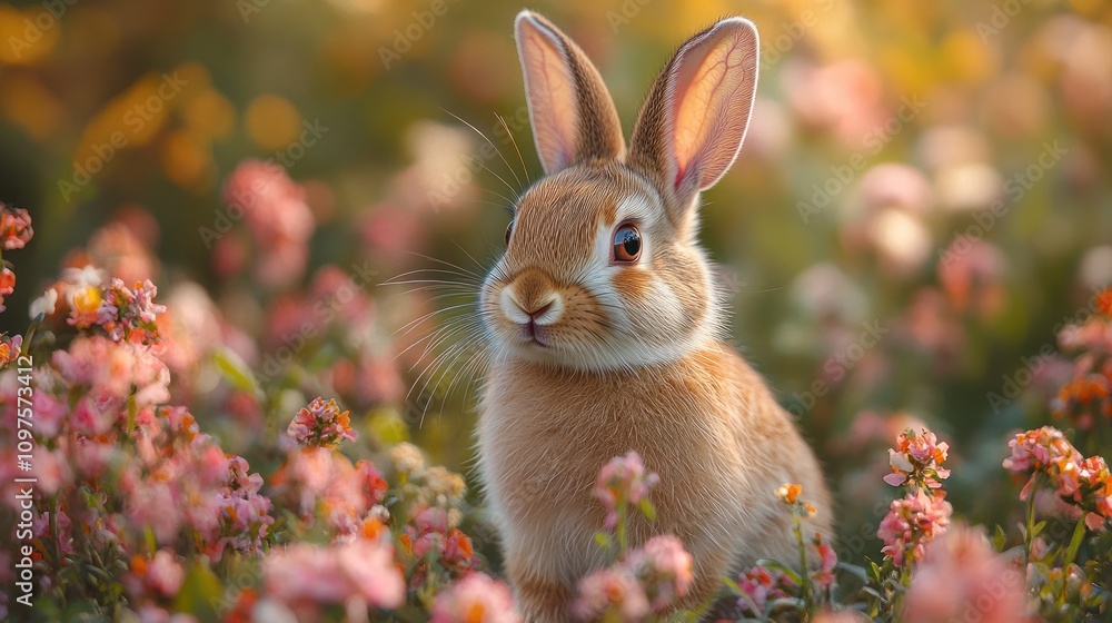 Fototapeta premium Adorable Bunny in a Spring Meadow