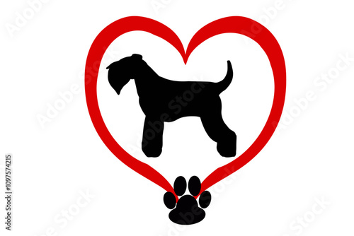 vector of a black schnauzer silhouette inside a heart, representing affection and admiration for the breed