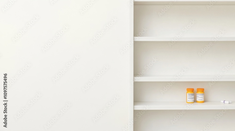 Empty medicine cabinet shelves reveal a life free from dependency, symbolizing health and self-reliance. Emptiness as a sign of wellness and proactive lifestyle choices. Empty medicine cabinet shelves reveal a life free from dependency, symbolizing health and self-reliance. Emptiness as a sign of wellness and proactive lifestyle choices.