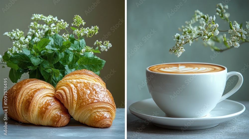 Aromatic Morning Delights: Fresh Croissants and Latte Art Aromatic Morning Delights: Fresh Croissants and Latte Art