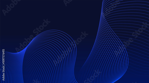 Geometric curved lines in gradient blue tones forming dynamic futuristic abstract flow patterns