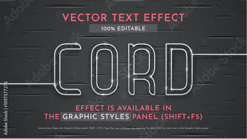 White Cord Editable Text Effect, Graphic Style