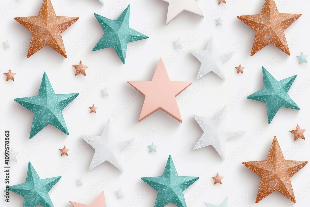 A set of sparkling stars, design, bright white and pastel tones, isolated on white background A set of sparkling stars, design, bright white and pastel tones, isolated on white background