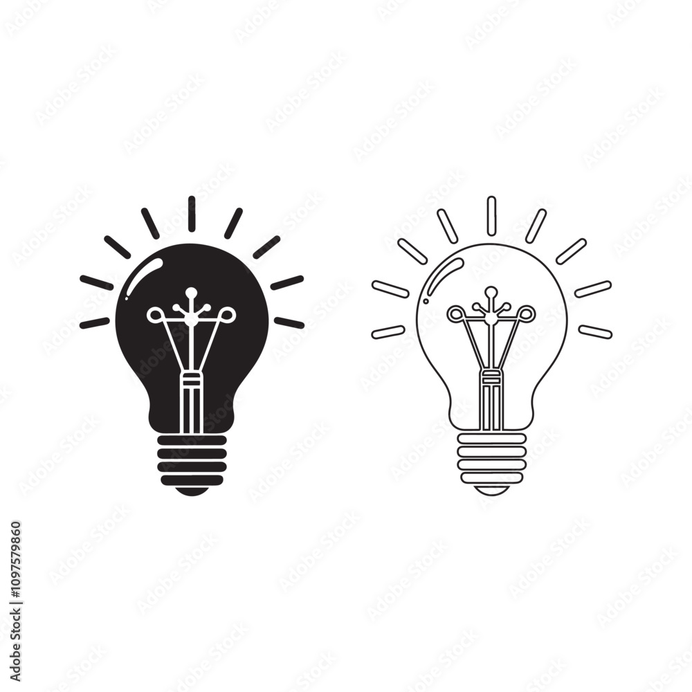 Light Bulb icon set silhouette vector art design Light Bulb icon set silhouette vector art design
