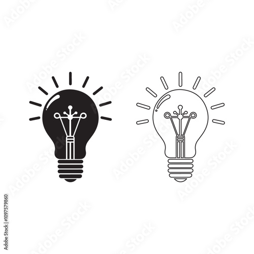 Light Bulb icon set silhouette vector art design