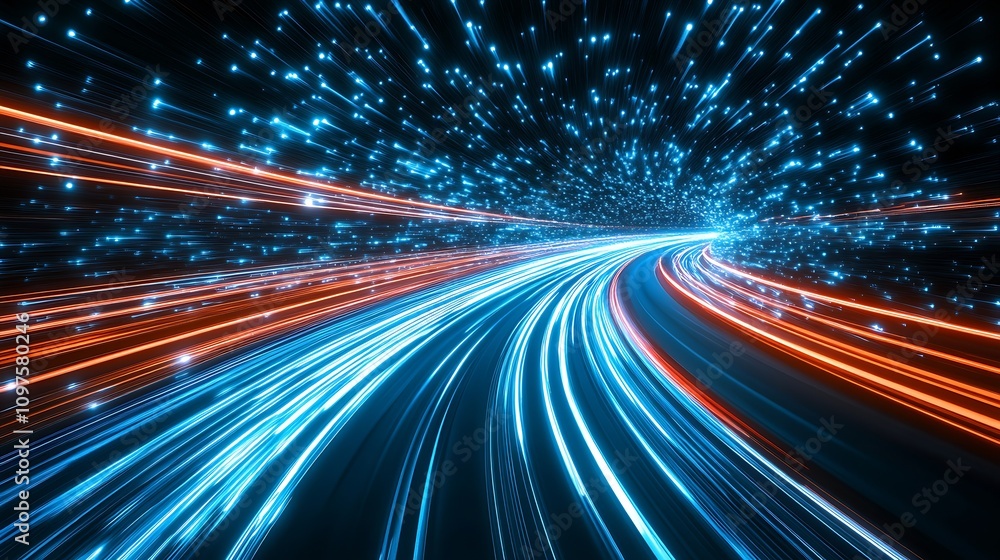 Dynamic Futuristic Highway with Neon Lights and Speed Effects : Generative AI Dynamic Futuristic Highway with Neon Lights and Speed Effects : Generative AI