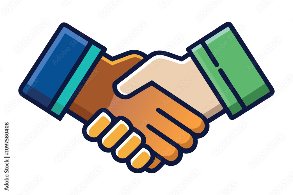 Business Handshake Flat Vector Illustration, Handshake Icon, Agreement, Business Deal Business Handshake Flat Vector Illustration, Handshake Icon, Agreement, Business Deal