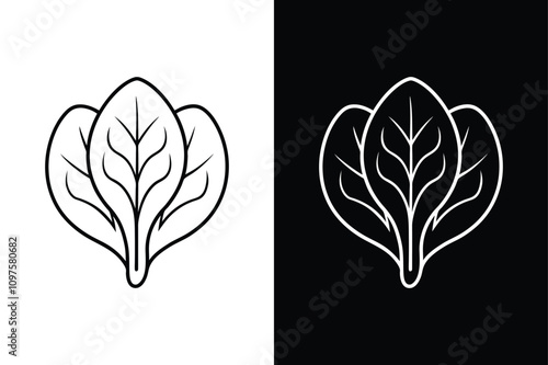 Spinach Leaf Icon. Minimal Flat Line Style for Fresh Produce Designs