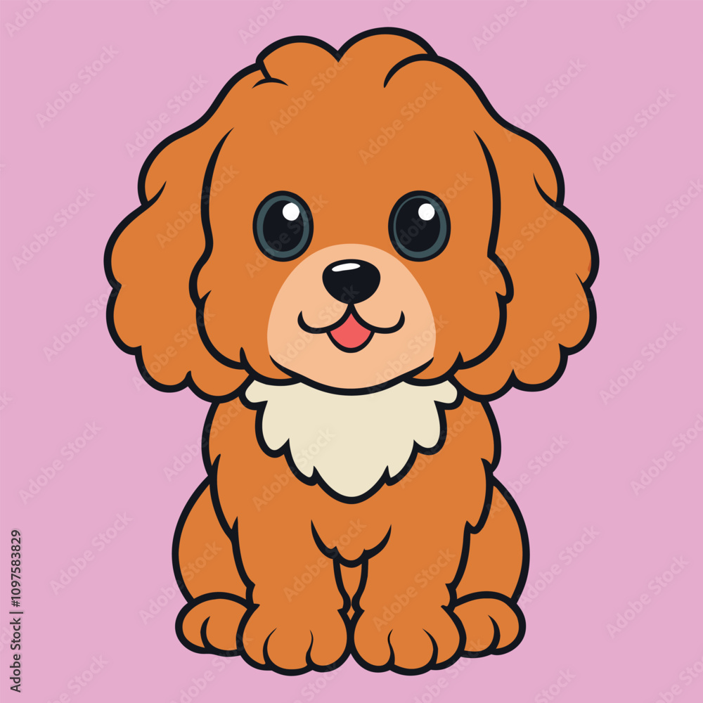 Fototapeta premium Playful Baby Cavapoo Dog Sitting Clipart Design