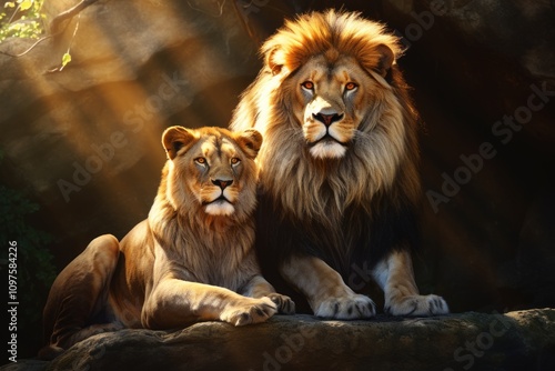 Lioncore: Two Majestic Lions Survey Their Hunting Grounds