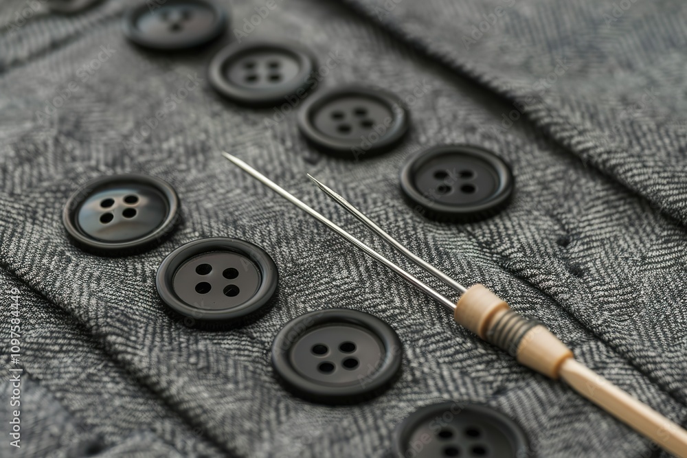 A row of black buttons are on a gray background A row of black buttons are on a gray background