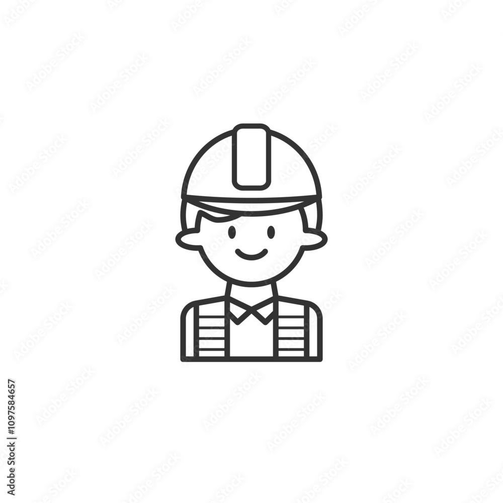 Construction workers icon on white background. Outline icon of construction concept. Construction workers icon on white background. Outline icon of construction concept.