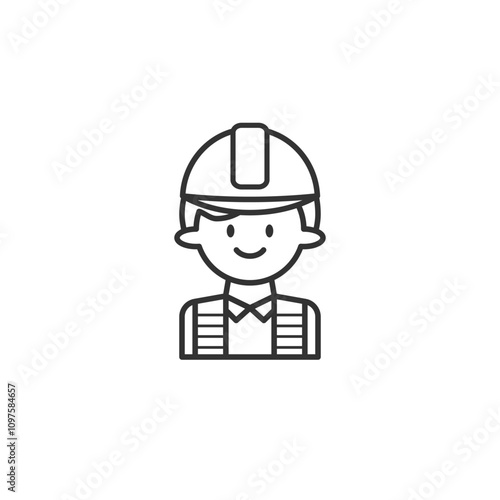 Construction workers icon on white background. Outline icon of construction concept.