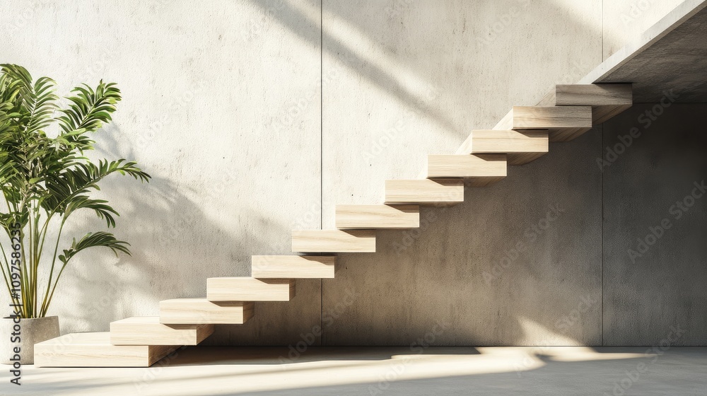 Modern Minimalist Staircase Design in Bright Interiors with Natural Light and Green Plant Accents for Architectural and Interior Design Inspiration Modern Minimalist Staircase Design in Bright Interiors with Natural Light and Green Plant Accents for Architectural and Interior Design Inspiration