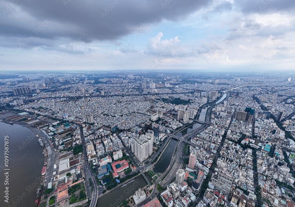 A city with a river running through it A city with a river running through it