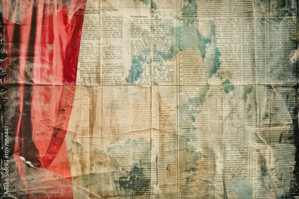 Red theatre curtain ephemera border backgrounds newspaper texture. Red theatre curtain ephemera border backgrounds newspaper texture.