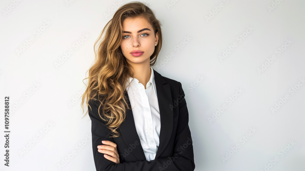 Businesswoman in a suit isolated on white. Businesswoman in a suit isolated on white.