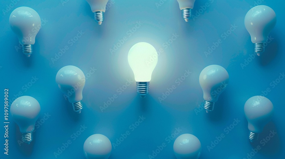 light bulb on blue