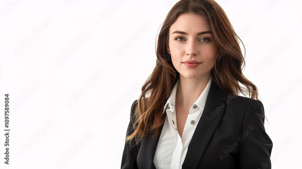 Businesswoman in a suit isolated on white. Businesswoman in a suit isolated on white.