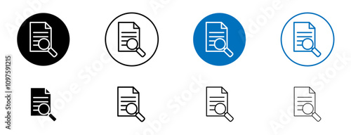 Case studies icon set in black and blue colors