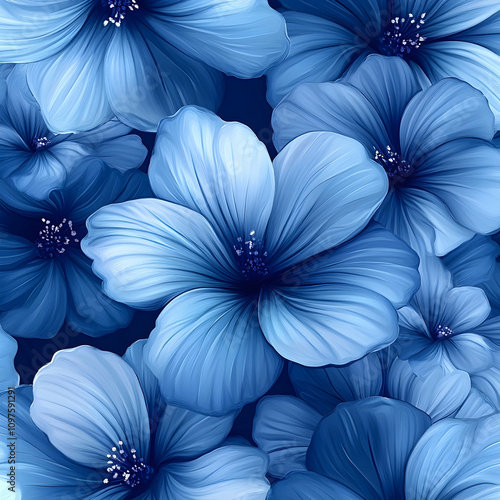 Elegant blue floral arrangement nature digital artwork calm environment close-up viewpoint serenity and beauty