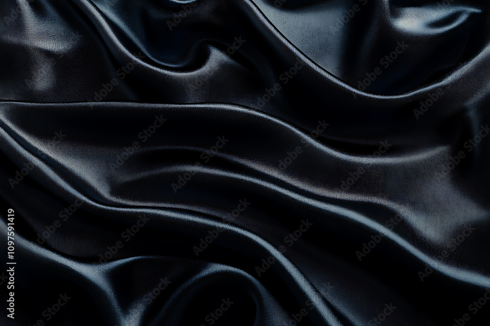 Fototapeta premium Dark smooth fabric with elegant folds and texture captured in a close-up perspective for design inspiration