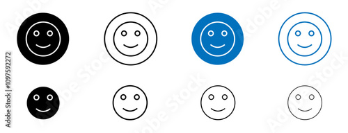 Improves mood and focus icon set in black and blue colors