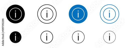 Information icon set in black and blue colors