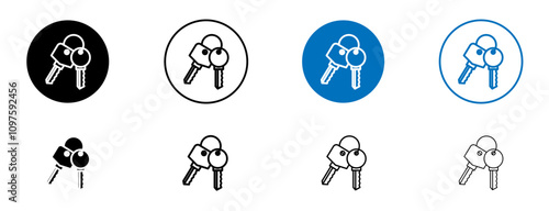 Keys icon set in black and blue colors