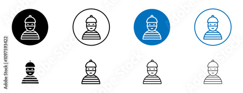 Robber icon set in black and blue colors