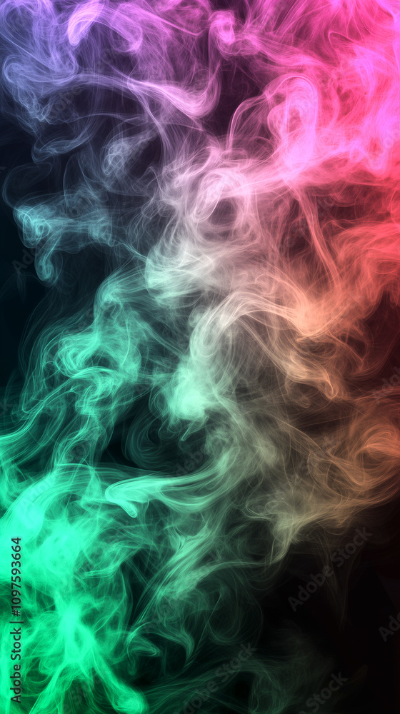 A colorful smoke trail with a greenish hue A colorful smoke trail with a greenish hue