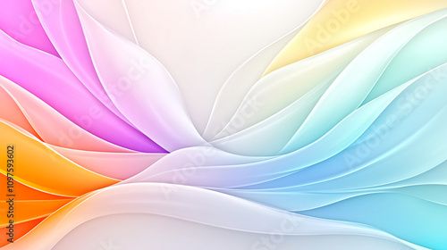 A colorful, flowing background with a white background