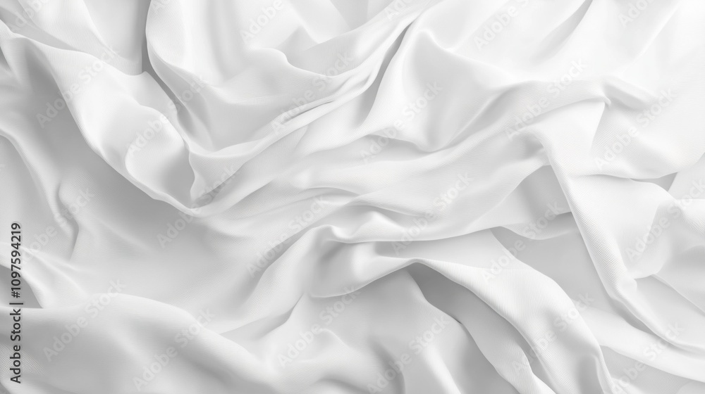 A white fabric with a pattern of waves and ripples A white fabric with a pattern of waves and ripples