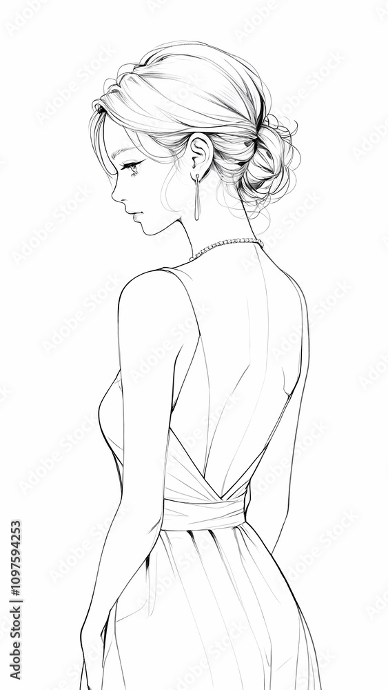 Artistic Line Drawing of a Woman with Minimalist Design Artistic Line Drawing of a Woman with Minimalist Design