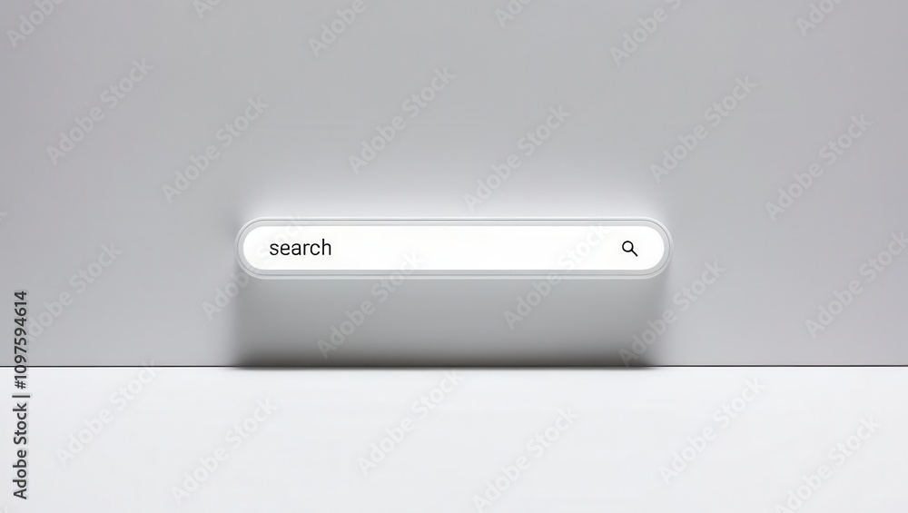 Digital search bar design on a minimalistic background for tech or web development concept. Digital search bar design on a minimalistic background for tech or web development concept.