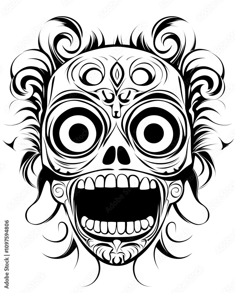 A skull with a mouth wide open and eyes wide open A skull with a mouth wide open and eyes wide open