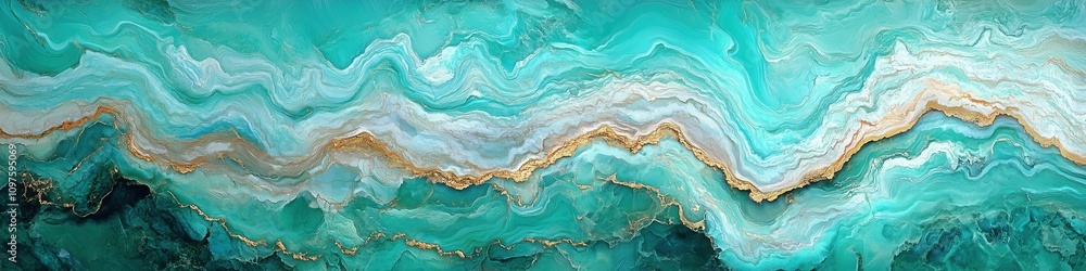 Fototapeta premium Turquoise marble with gold veins, decor, skinali, kitchen apron. Marble wall, countertop