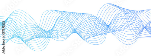 Abstract colorful modern stream wave line transparent background. Curved wavy lines tech futuristic motion background. Smooth curves to represent different sounds. Design used for banner, template, 