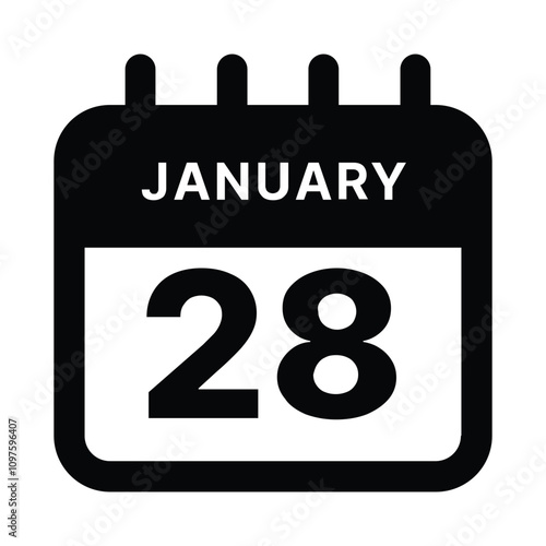 January 28 calendar icon design vector illustration